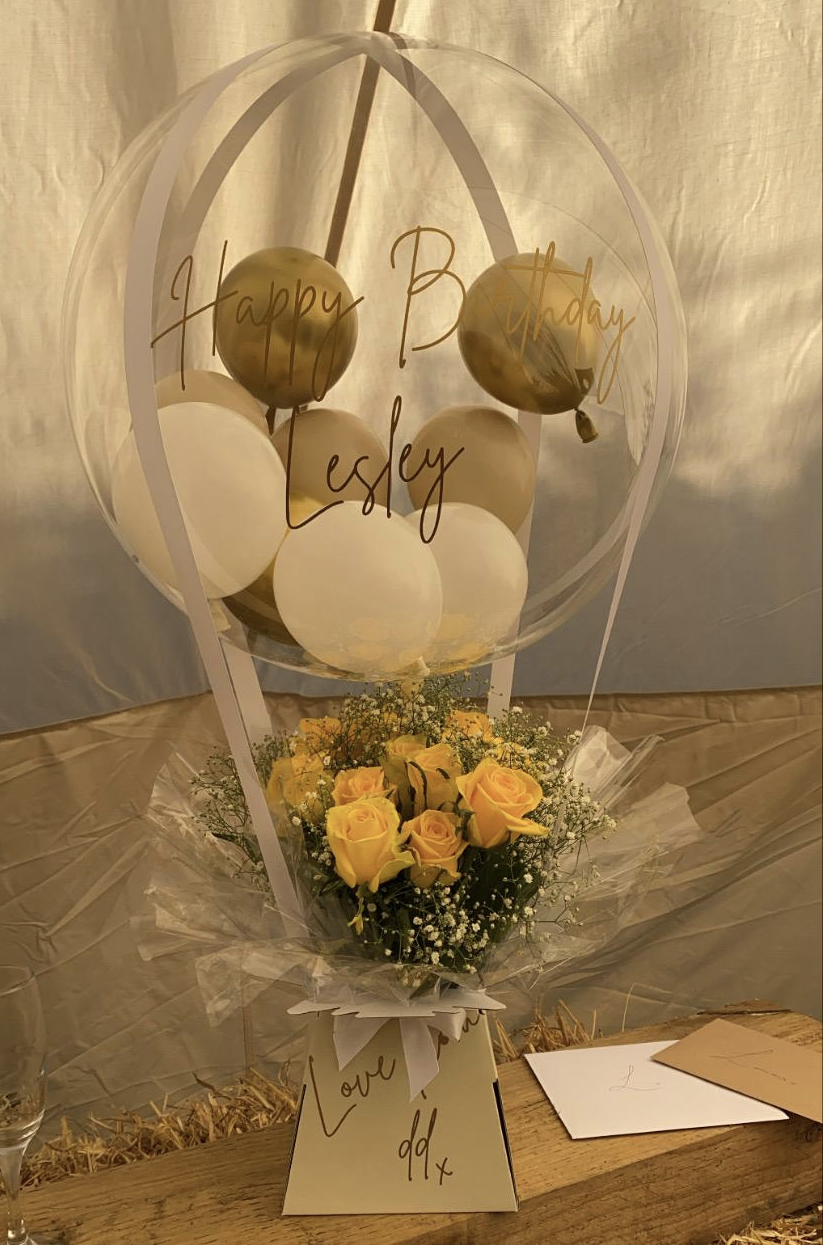 Birthday Hot Air Balloon & Flowers